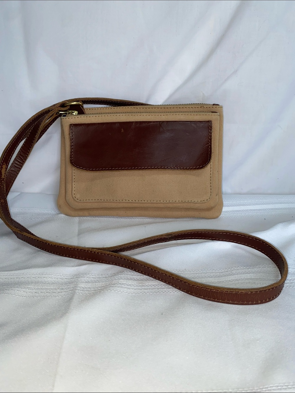 United By Blue Canvas Crossbody with Dark Brown Leather Trim
